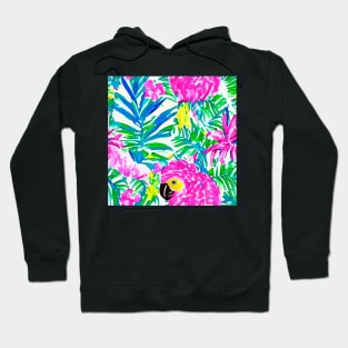 Pink parrot in rainforest, Lilly Pulitzer inspired Hoodie